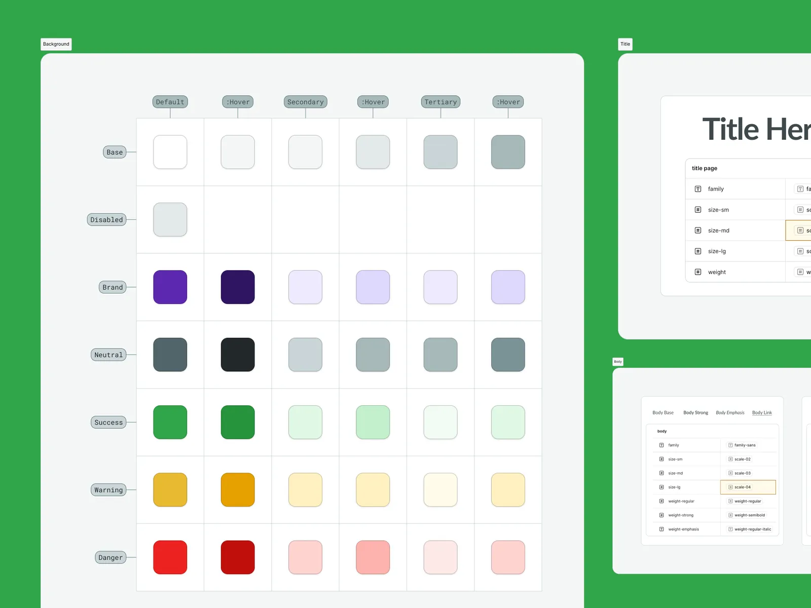 The Kapitani colour palette: purples, greys, greens, yellows and reds, each in several tints.